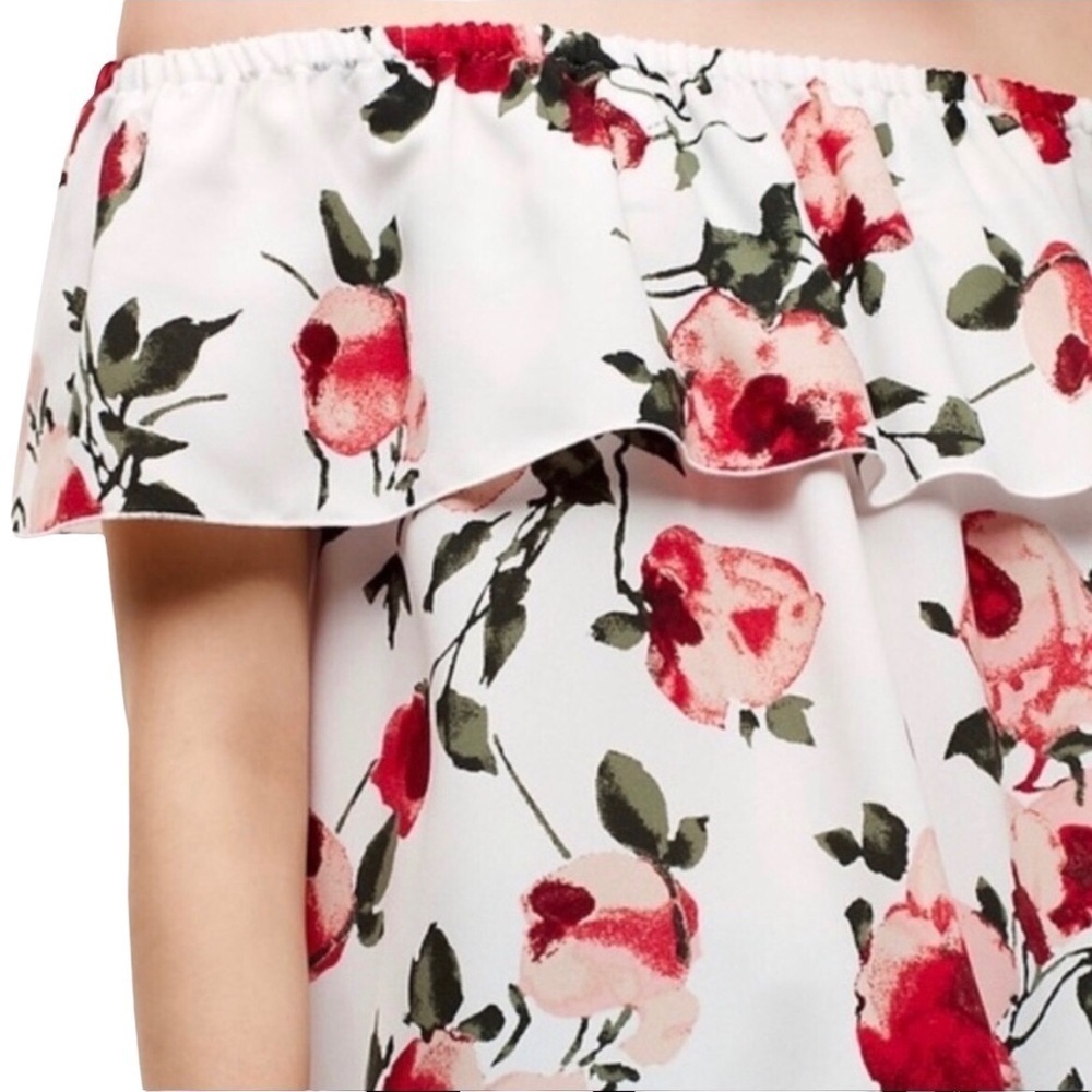 Wilfred Promener Blouse Floral Off The Shoulder Top Size Small Ruffle - Picture 3 of 14